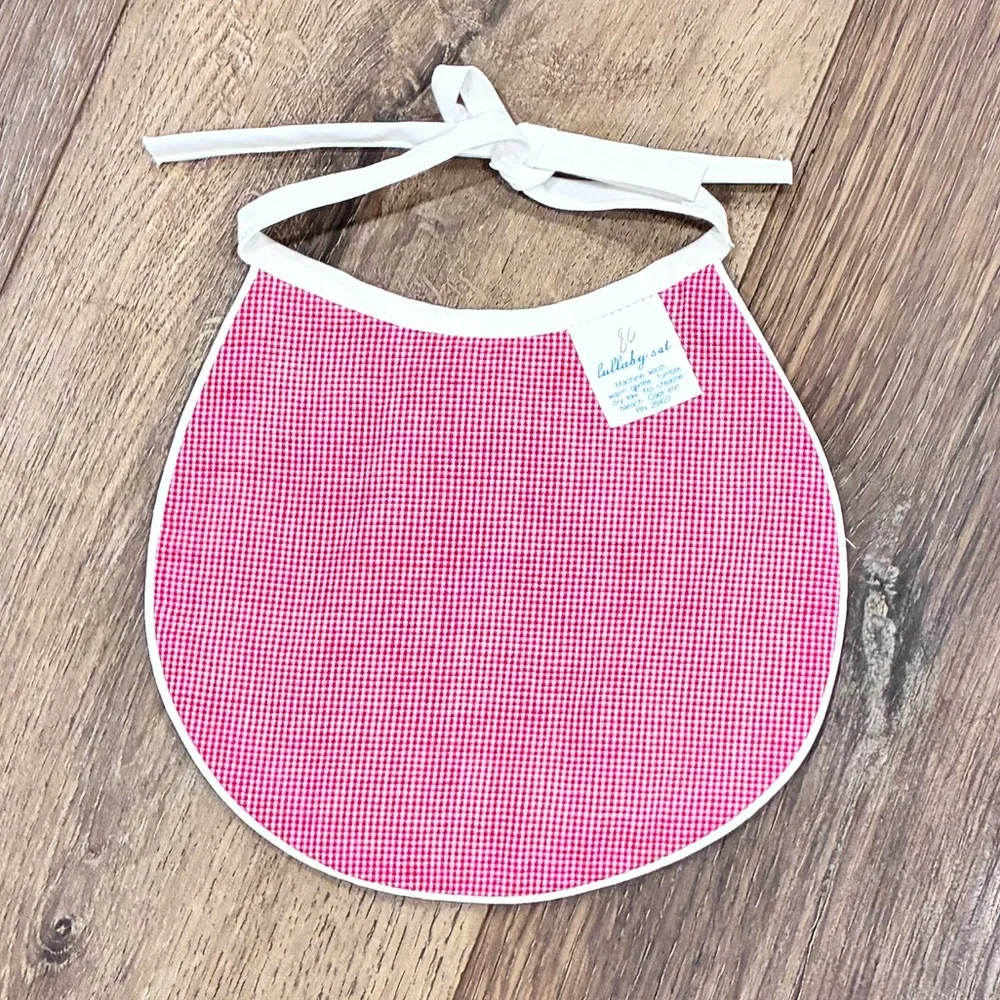 NWOT Lullaby Set Red Gingham Bib Heirloom